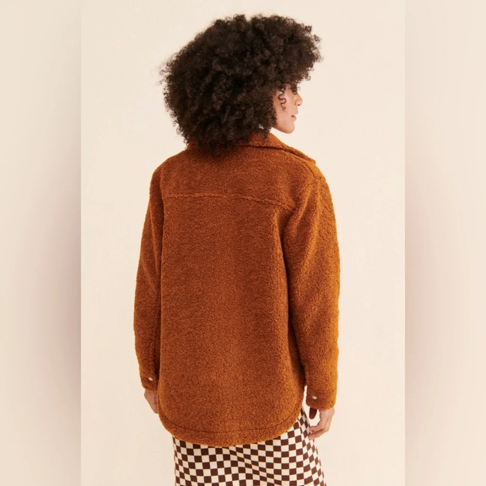 Blank NYC Teddy Sherpa Shirt Jacket Cinnamon Stick Brown M - Picture 4 of 12